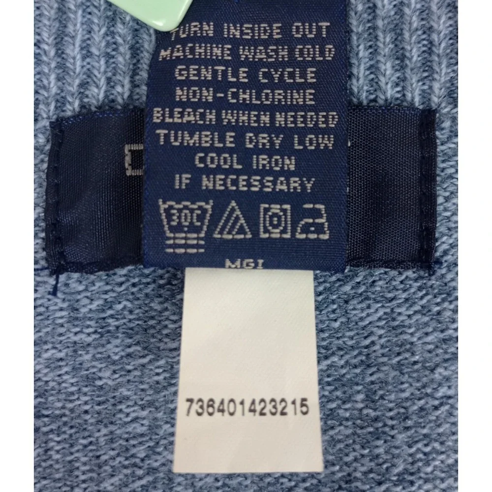 Dockers Men's L V-Neck Blue Long Sleeve Acrylic Golf Preppy Business Sweater